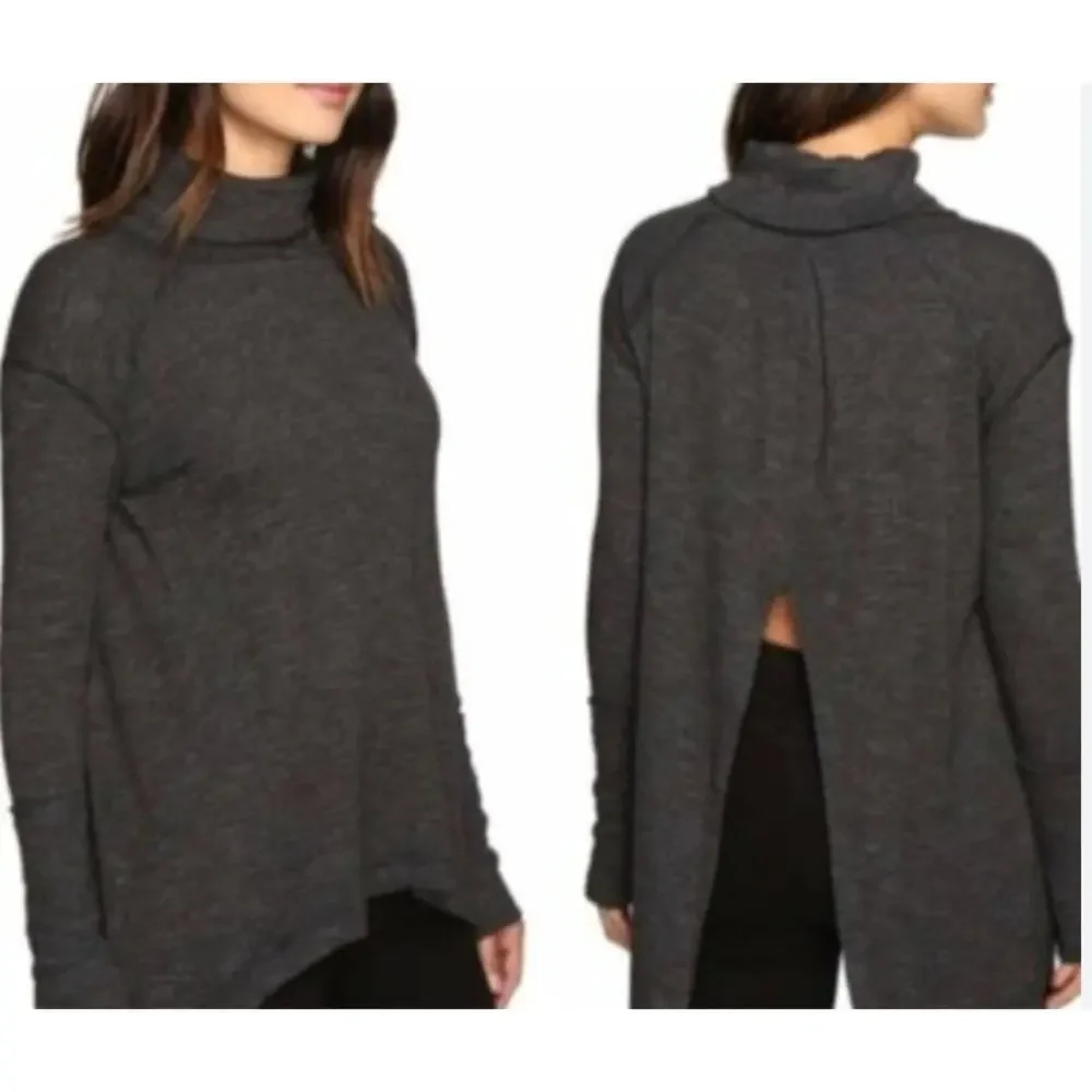 Free People We The Free Split Back Turtleneck Sweater - Brown - Size XS - Picture 2 of 5